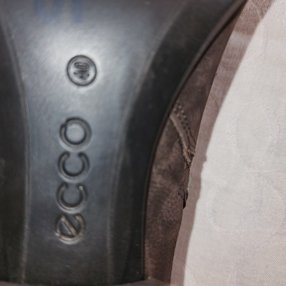 Ecco Boots 40 US 9/9.5 Brown Leather Fringe Ankle Zip Heel Western Boho Prairie - Picture 12 of 14